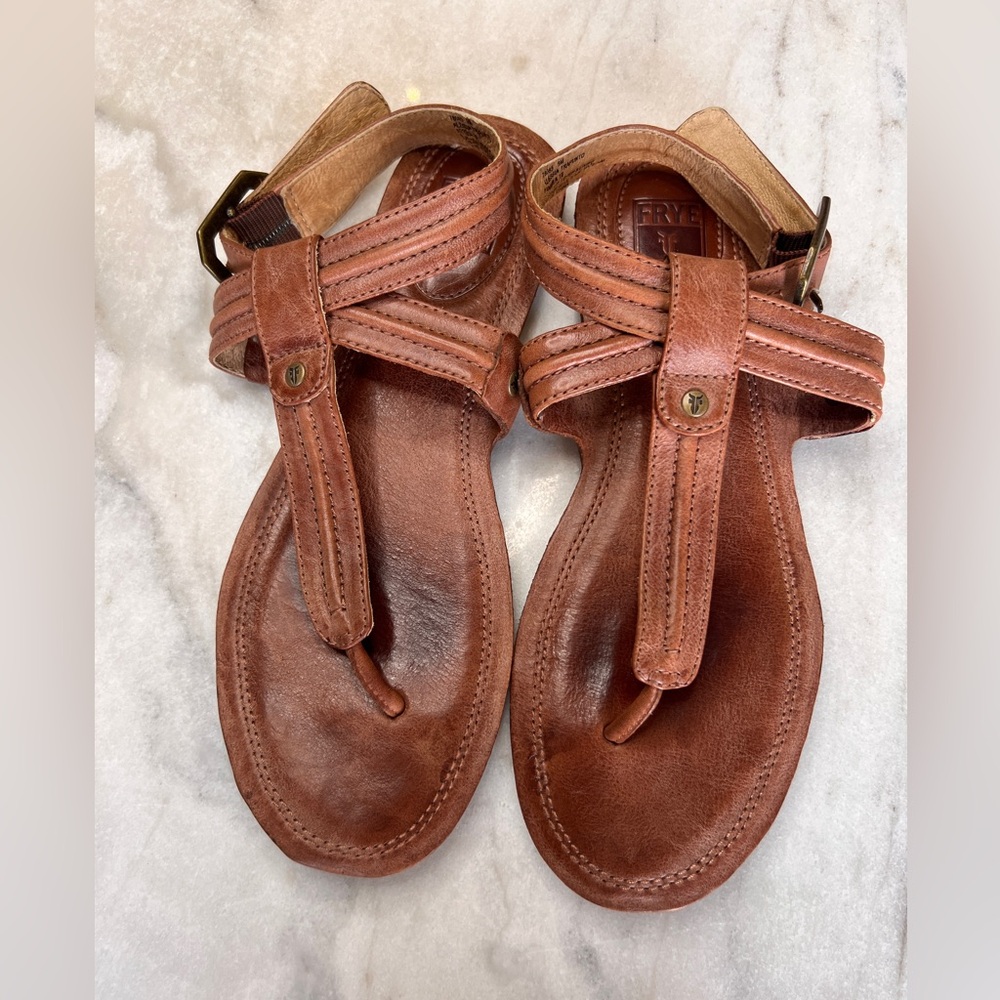 Frye Tan Leather Sandals